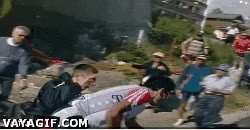 topar,tonto,fotograf&iacute;a,ciclista,derribar,chocar