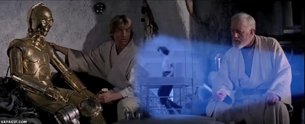 flipando pepinillos,holograma,baile,la guerra de las galaxias,star wars,c3po,rsds,obi wan,luke skywalker