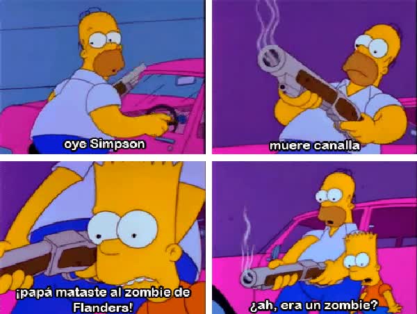 Ned Flanders,disparo,escopeta,Homer,zombie