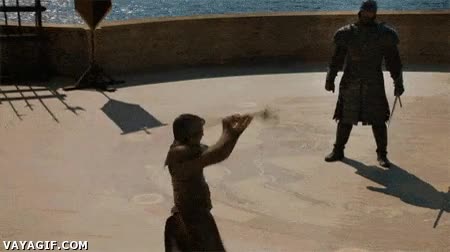un final algo mejor que el de verdad,the mountain,oberyn,Lanza,adi&oacute;s,abanico,batalla,pelea,the red viper