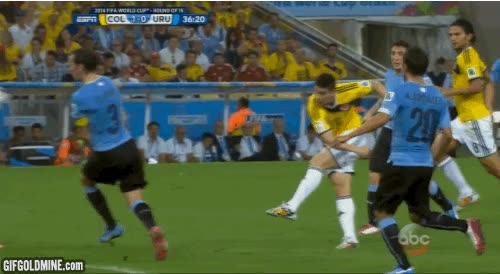 Mejor gol del mundial por ahora, clasifica a Colombia y James es jugador revelación james,mundial,golazo,empalme,de primeras,chutar,chute,colombia