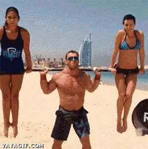 Chicas,Playa,Barra,Pesas,Levantar,Fuerte,Hombre,Halterofilia