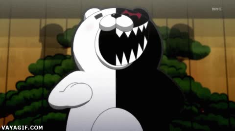 Danganronpa,risa diabolica,oso psicopata,Monokuma,bueno y malo
