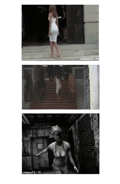 Escalera,Subir,Enfermera,Vestido,Chica,Silent Hill