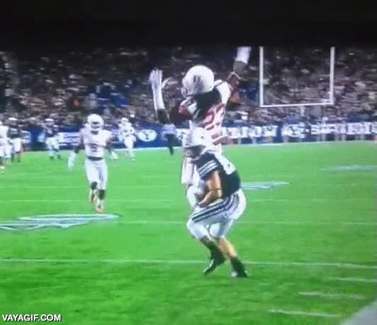 vas tarde,jugador,saltar,al suelo,futbol americano,caer,lag