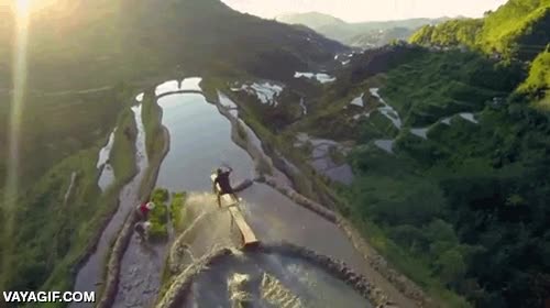 el paisaje es una pasada,campos de arroz,wake board,grindar