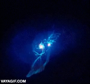 galaxias,cruce,planetas,colapso y agujero negro