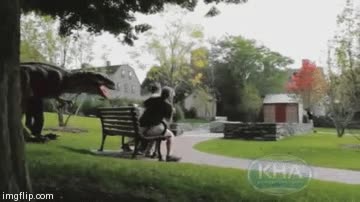 dinosaurio,broma,camara oculta,banco,parque,susto