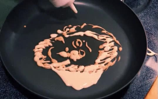 sartén,dibujar,tortita,pancake,simio,mono,orangutan