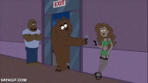 portero,oso pardo,chica,guapa,fea,luz,encendida,apagada,efecto,dibujos animados