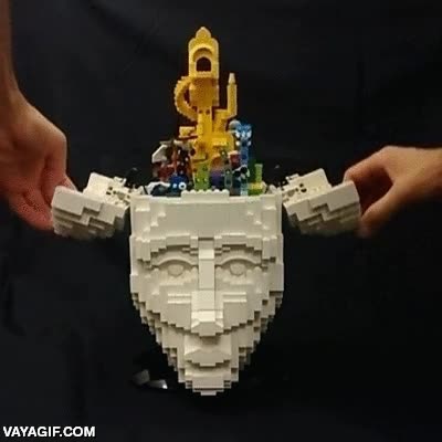 LEGO,muy currado,abrir,craneo,montar,piezas,cabeza