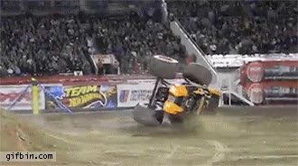 voltereta,volcar,ruedas gigantes,monster truck,recuperarse,por poco