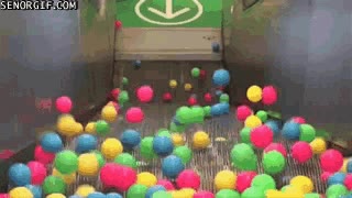 bucle infinito,automaticas,mecanicas,escaleras,plastico,bolas,pelotas,colores