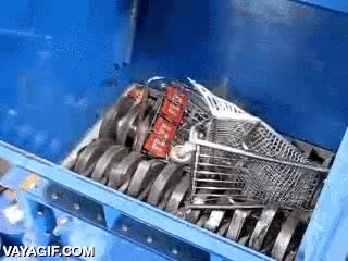 supermercado,de la compra,carrito,carro,triturar,trituradora,se lo come en cuesti&oacute;n de segundos,basura