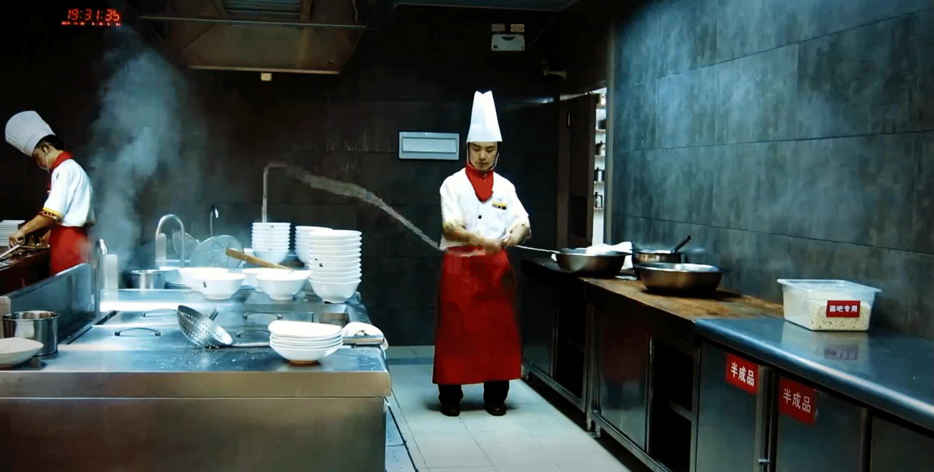 fideos,chinos,maestro,lanzar,cuerda,manejar,masa,cocina,cocinero,chef