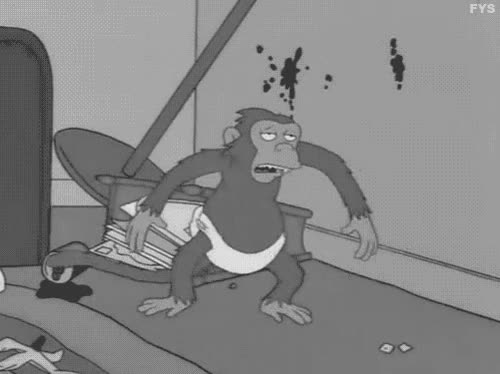 mojo,cama,despertar,mono,los simpson,beber,resaca