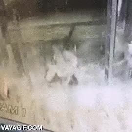 camara de seguridad,fail,puerta,atravesar,romper,vidrio,cristalera,cristales