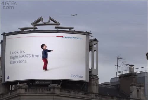 publicidad,anuncio,cartel,valla publicitaria,ni&ntilde;o,bristish airways,avion,se&ntilde;alar