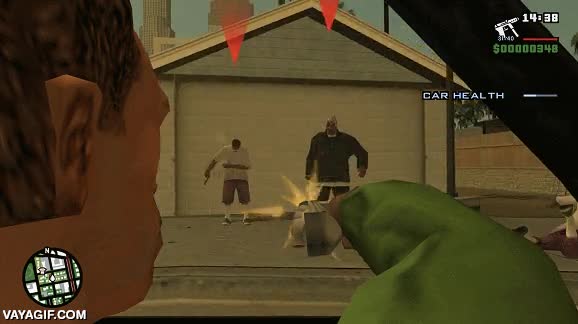 desde el coche,san andreas,cj,pandilleros,metralleta