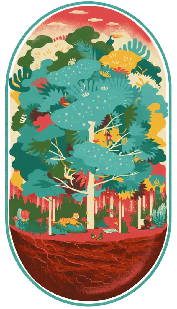 Una animación muy sutil de la naturaleza, majestuosa dentro de su simplicidad simplicidad,gif,animación,dibujo,dibujado,tigre,me transmite paz y calma,naturaleza