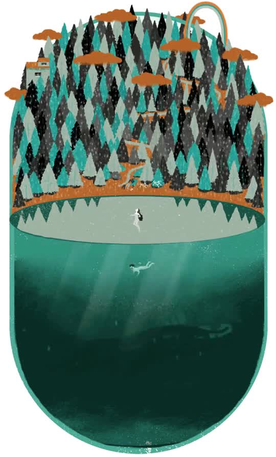 Rafael Varona,naturaleza,agua,submarinista,animación,bosque,capsula,lluvia