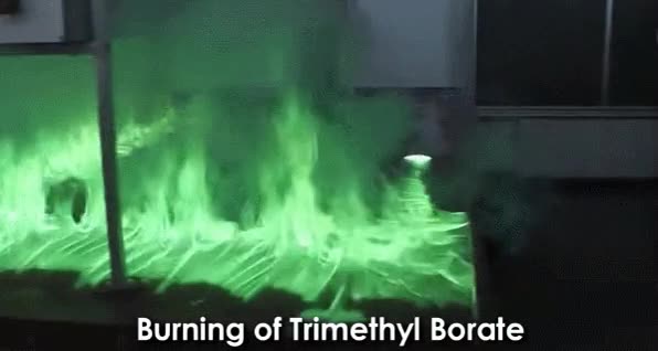 quimica,trimetileno de bor,fuego verde,quemar,mesa