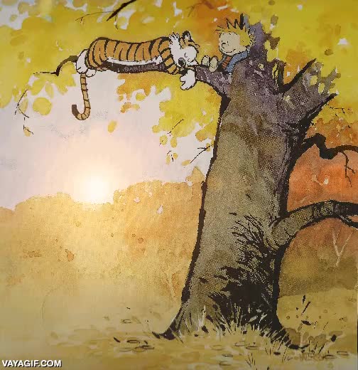 necesario,calvin y hobbes,arbol,oto&ntilde;o,hojas,caer,relax