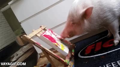 el cerdo pintor,cerdo,cerdito,lienzo,cuadro,colores,pincel