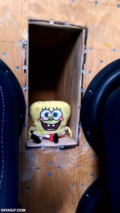 peluche,bob esponja,subwoofer,saltar,bailar,ondas sonoras