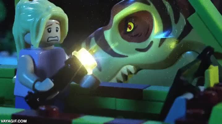 tiranosaurio,tyranosaurus rex,jurassic park,lego,escena m&iacute;tica