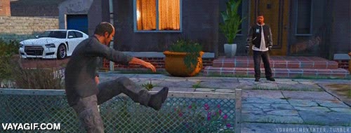 Cada vez que intentas hacerte el guay delante de tus colegas GTA V,Trevor,Franklin,Gaming,Videojuegos,Friki,fail,hacerte el guay,el interesante,saltar,valla