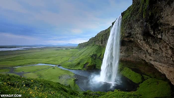 catarata,maravilla natural,cascada,agua helada imagino,es lo que tiene islancia