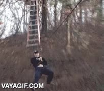Cuando la tirolina acaba de la peor manera imaginable posible tirolina,cascanueces,tronco,arbol,chocar,te ha dolido y lo sabes