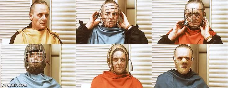 anthony hopkins,probar,mascaras,hannibal lecter,claqueta,pruebas,el silencio de los corderos
