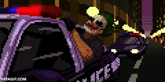 joker,8 bits,el caballero oscuro,heath ledger digital,policia,persecución