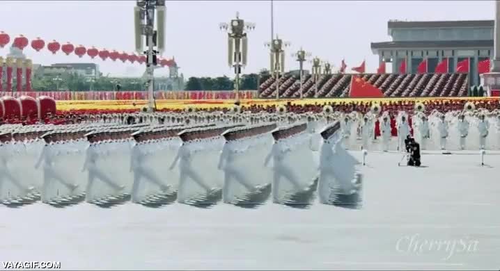 sincronización,ejercito,chino,todos de blanco impoluto,el color ideal para ir a la guerra,sincronizados