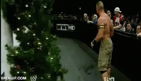 John Cena,regalo,silla plegable,pegar,abrir,thanks santa,wwe