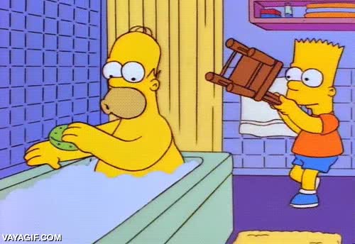 Simpsons,Homer,Bart,baño,golpe,cabeza,bañera