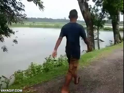intentar empujar,trolled troll,patada en la espalda,fail,al río