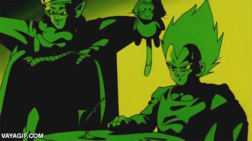 ya era hora,por fin lo consigui&oacute;,vegeta,piccolo,dragon ball z,discoteca,beso