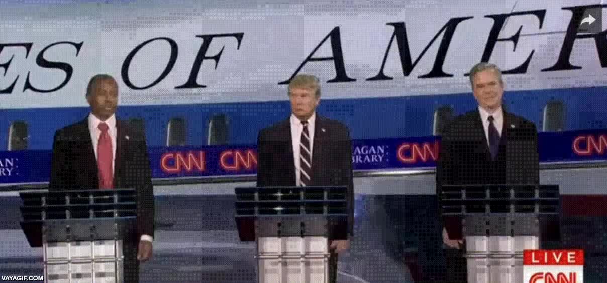 notese que es un montaje,donald trump,jeb bush,es un montaje porque &eacute;l nunca tocar&iacute;a a un negro