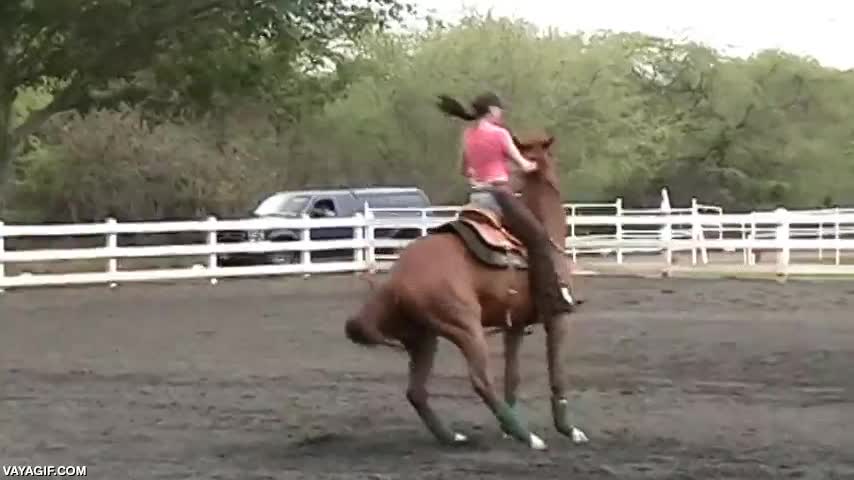 Lidiando con un caballo desbocado como la mejor de las amazonas caballo,desbocado,a lo loco,al final desiste,jinete,amazona,buen control
