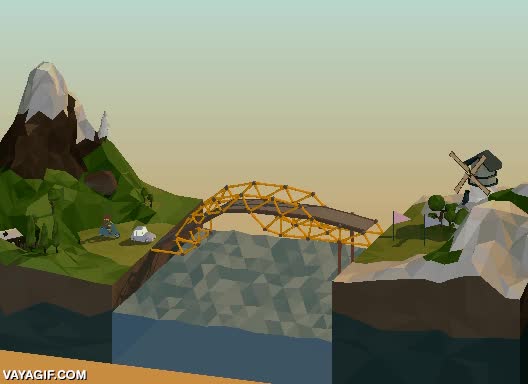 Poly bridge,fail,puente,empiezas muy bien pero al final...