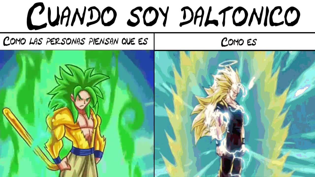 Dragon Ball,SSJ,Goku,Daltonico,as&iacute; de f&aacute;cil,colores