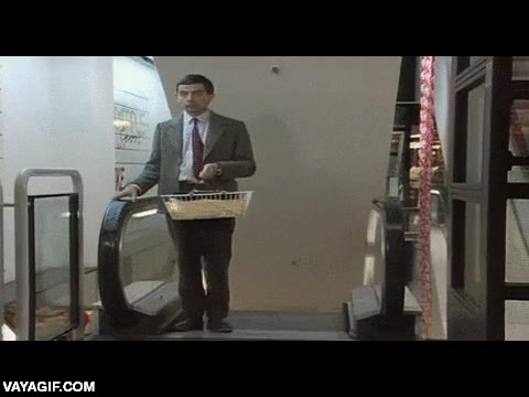 mister,mr bean,escaleras mecanicas,electricas