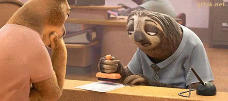 perezoso,sello,grapadora,burocracia,renovar el carnet de conducir,zootopia