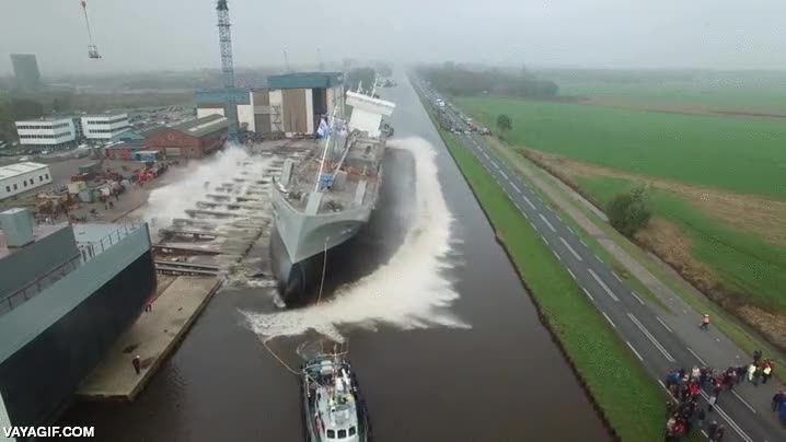 ola,barco,inundación,apartar agua,carretera