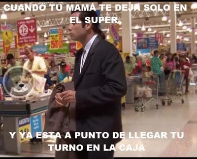 caja,tocar,turno,dejar solo,en la cola,confused travolta