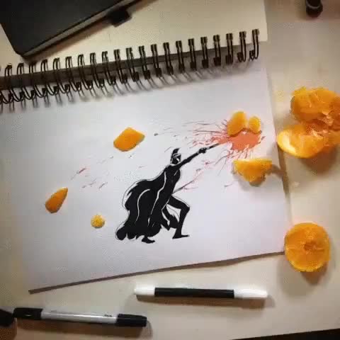 naranja,300,espartano,partir,cortar,espada,animacion,stop motion