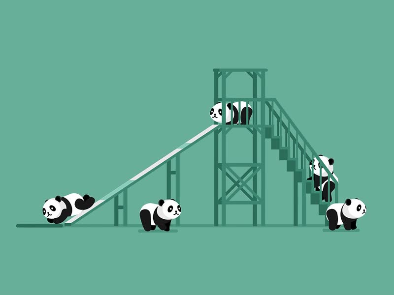 parque,pandas,animaci&oacute;n,tobogan,tirarse